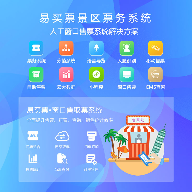 易买票 人工窗口售票 售票软件 人工售票系统 票务系统 票务平台 票务软件 景区票务系统 售票软件厂家 智慧景区建设